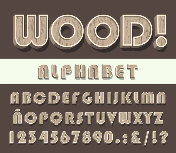 Hochwertige Vintage Holz Alphabet Und Zahlen Auf Farbigem Hintergrund Isolierte — Stockvektor