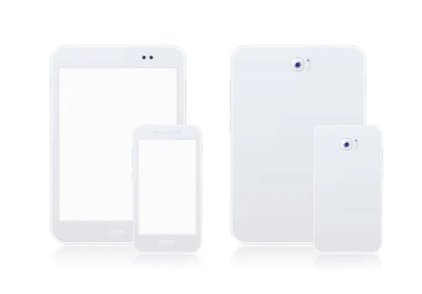 Реалистичный Белый Планшет Белый Смартфон Макет Чистым Экраном Белом Фоне — стоковый вектор