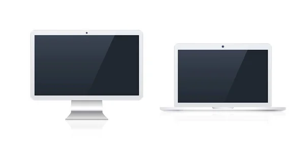 Beyaz Arkaplanda Gerçekçi Elektronik Beyaz Aygıtlar Boş Ekranlı Tablet Akıllı — Stok Vektör