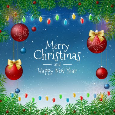 Yüksek Kaliteli Noel ve Düşen Kar ile Yeni Yıl Arkaplanı. İzole Vektör Elementleri