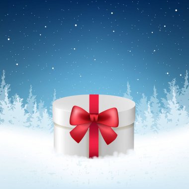 Soyut Yüksek Kaliteli Mutlu Noeller ve Düşen Kar ve Hediyelerle Mutlu Yıllar. İzole Vektör Elementleri