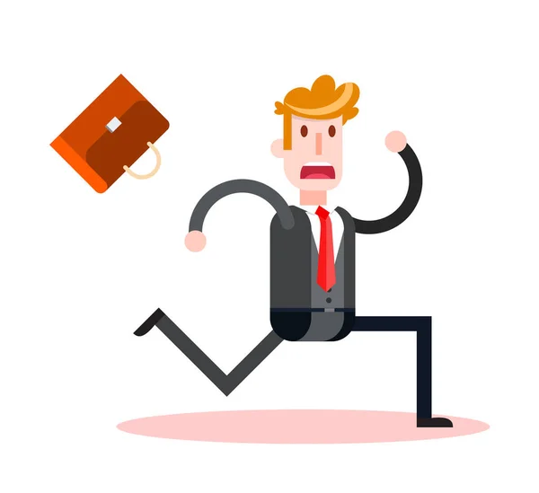 Flat Businessman Draait Witte Achtergrond Geïsoleerde Platte Vectorillustratie — Stockvector