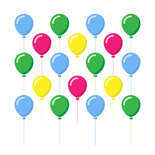 Renkli Hava Balonları Arkaplanı Zole Edilmiş Düz Vektör Llüstrasyonu — Stok Vektör