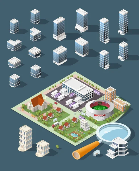 Construa Sua Própria Cidade Conjunto Elementos Vetores Cidade Mínima Isolados — Vetor de Stock