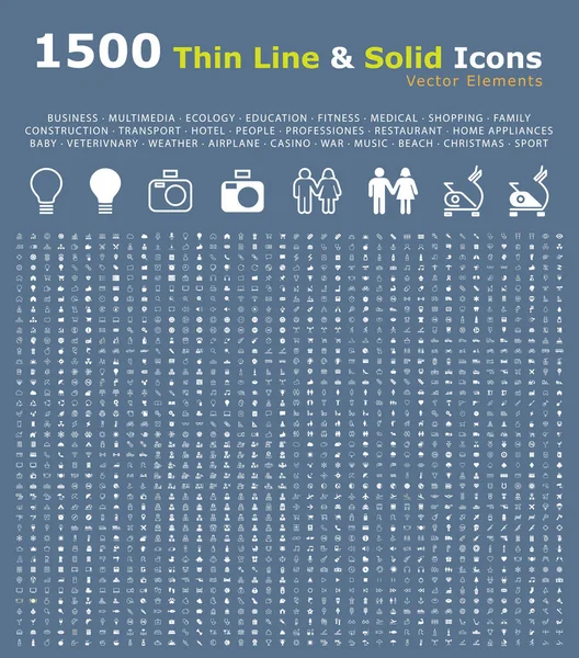 Set Von Universal High Quality Thin Line Und Solid Icons — Stockvektor