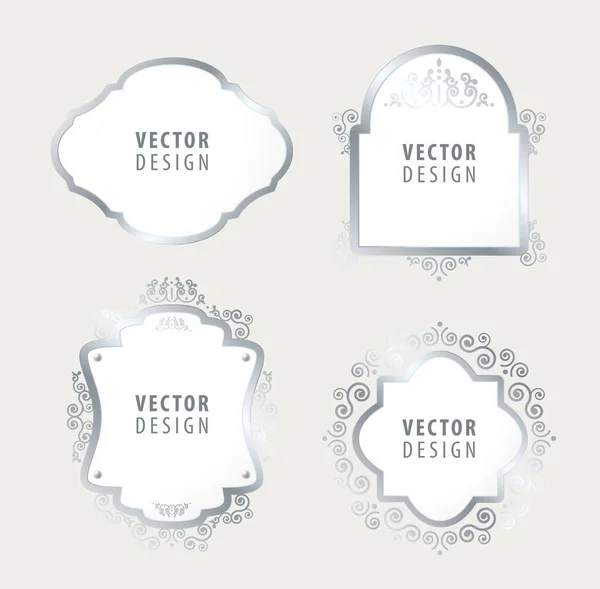 Sada Vysoce Kvalitního Luxusního Rámu Šedém Pozadí Izolovaná Ilustrace Vektoru — Stockový vektor