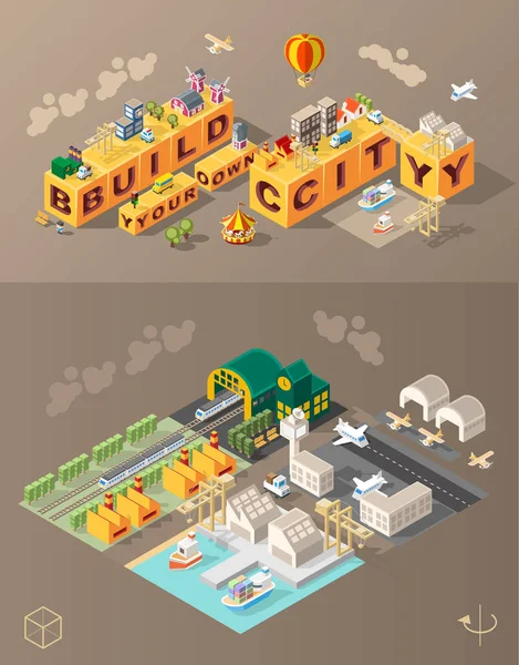 Build Your Own City Set Isolated Minimal City Vector Elements — Stock Vector