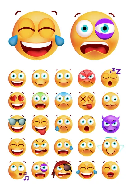 Conjunto Emoticons Bonitos Alta Qualidade Fundo Sólido Ilustração Vectorial Isolada — Vetor de Stock