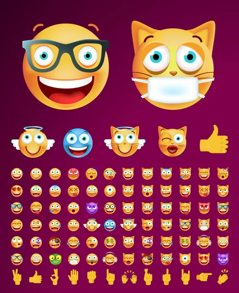 Conjunto Emoticons Bonitos Fundo Transparente Ilustração Vectorial Isolada —  Vetores de Stock