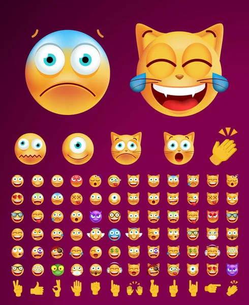 Set Van Schattige Emoticons Van Hoge Kwaliteit Solide Achtergrond Geïsoleerde — Stockvector