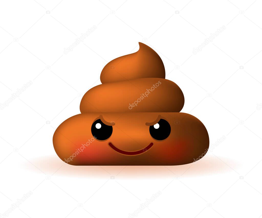 Set of High Quality Cute Poo Emoticons on Background . Isolated Vector Illustration 