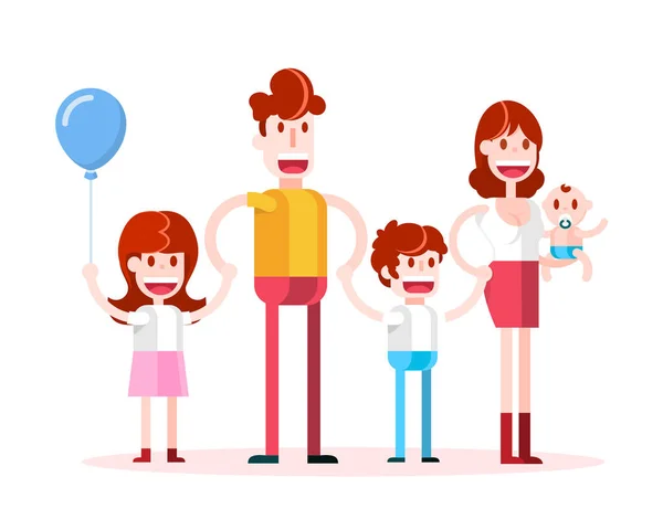 Caminando Familia Ilustración Plana Aislada Del Vector Sobre Fondo Blanco — Vector de stock