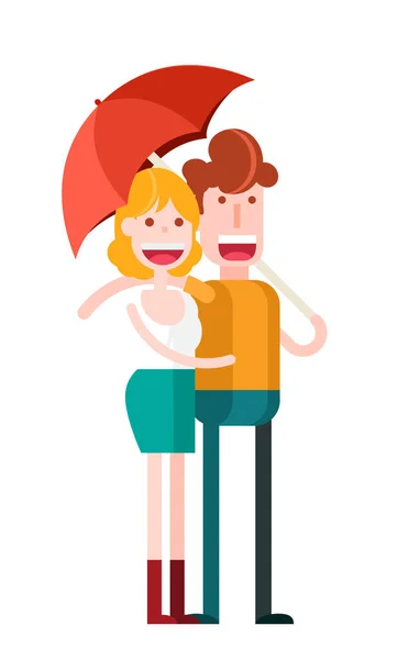 Couple Amoureux Vers Bas Parapluie Sur Fond Blanc Illustration Vectorielle — Image vectorielle
