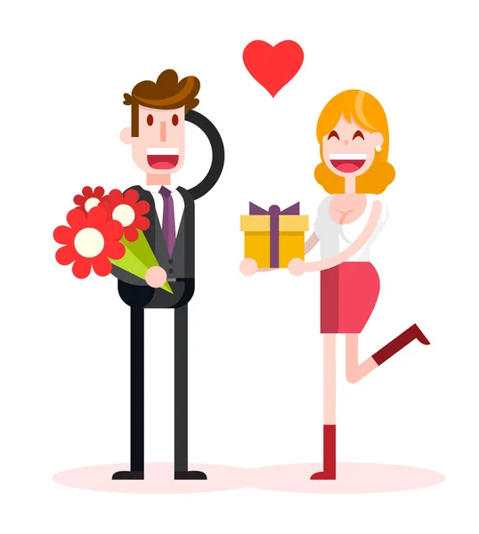 Flat Couple Very Happy Love Isolated Flat Vector Illustration — Stock Vector