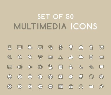 50 Katı İş Simgesi seti. İzole Vektör Elementleri