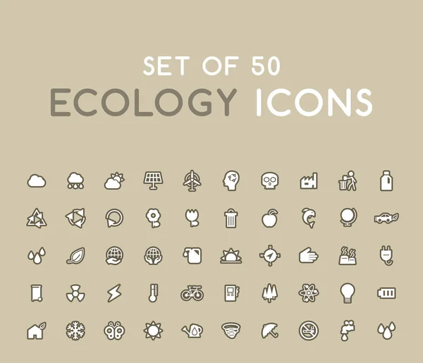 Set Solid Ecology Icons Unsur Vektor Terisolasi - Stok Vektor