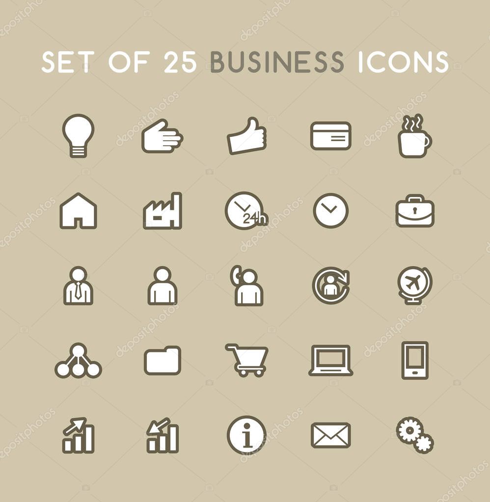 Set of Solid Business Icons. Isolated Vector Icons