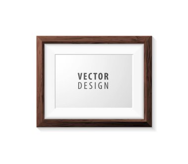 Sunumlar için Beyaz Arkaplanda Gerçekçi Minimum İzole Ahşap Çerçeveler. İzole Vektör Elementleri