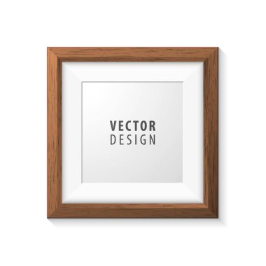 Sunumlar için Beyaz Arkaplanda Gerçekçi Minimum İzole Ahşap Çerçeveler. İzole Vektör Elementleri