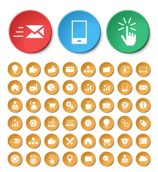 Set Van Universele Medische Iconen Circulaire Knoppen Witte Achtergrond Geïsoleerde — Stockvector