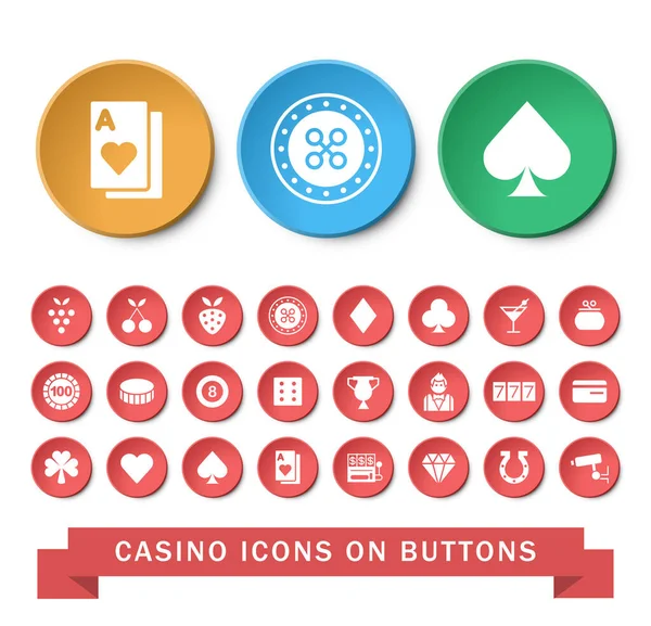 Conjunto Iconos Casino Universal Botones Elementos Vectoriales Aislados — Vector de stock