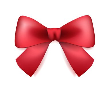 Beyaz Arkaplanda Yüksek Kaliteli Kırmızı Yay. Vektör İzole Resimleri