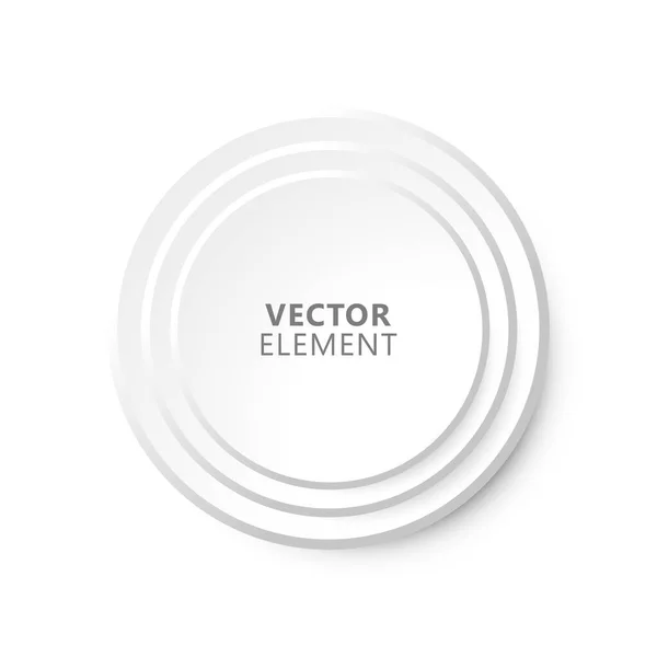 Bouton Plastique Circulaire Blanc Sur Fond Gris Élément Vectoriel Isolé — Image vectorielle