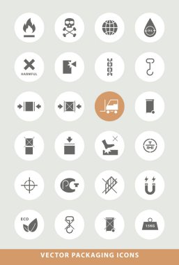 Gri Arkaplanda Dairesel Renkli Düğmeler Üzerinde Evrensel Siyah Paketleme Asgari Katı Simgeleri