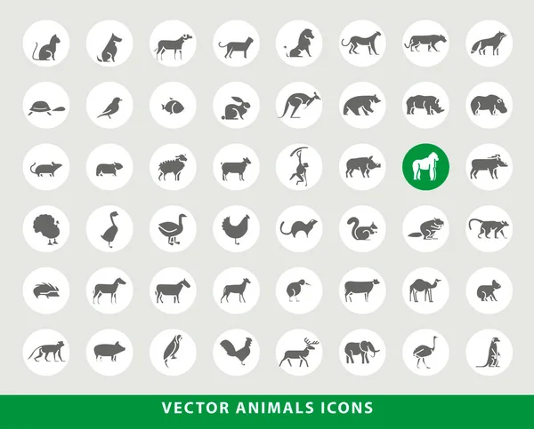 Set Elegant Universal Black Minimalist Solid Animals Icons Circular Colored — стоковий вектор