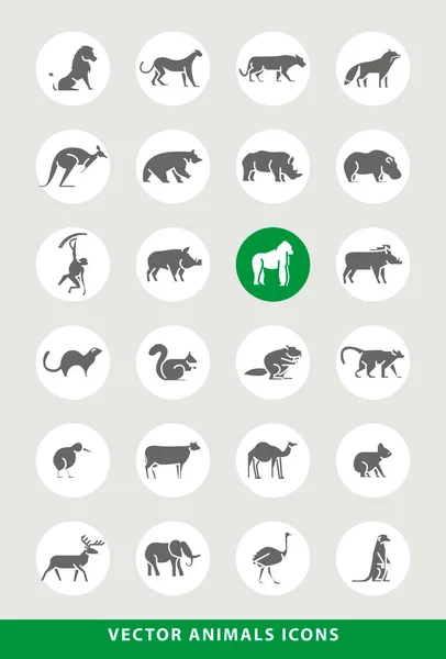 Set Elegant Universal Black Animals Minimalist Solid Icons Circular Colored — стоковий вектор