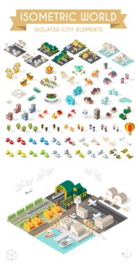 Kendi şehrini kur. Beyaz Arkaplanda İzole Asgari Şehir Vektör Elementleri