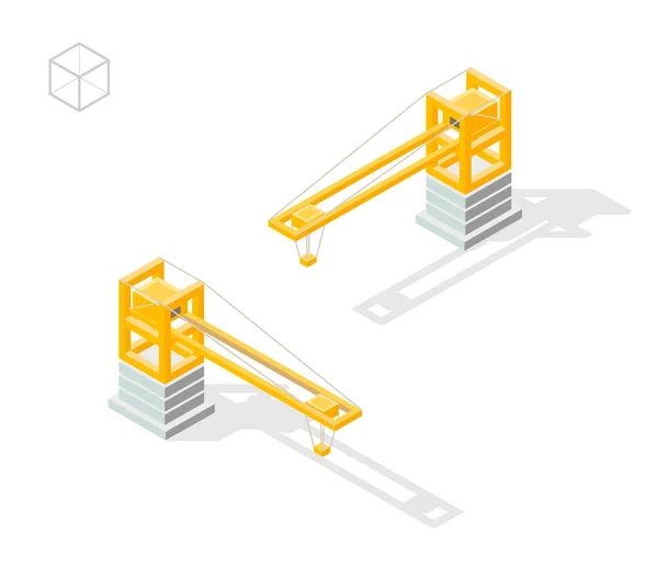 Uppsättning Isolerade Isometriska Minimala Stadsdelar Kran Med Skuggor Vit Bakgrund — Stock vektor