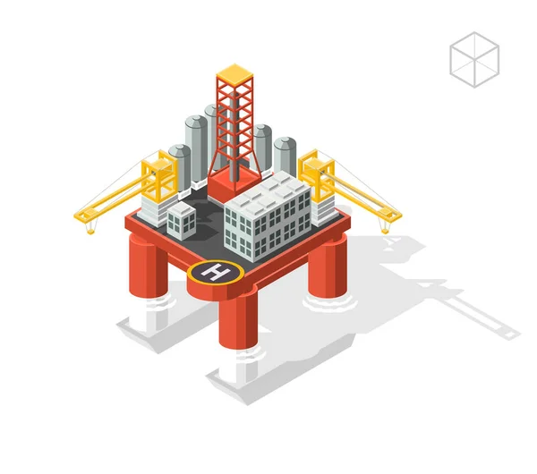 Élément Ville Haute Qualité Isométrique Sur Fond Blanc Plateforme Pétrolière — Image vectorielle