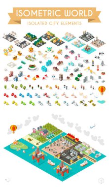 Kendi şehrini kur. Beyaz Arkaplanda İzole Asgari Şehir Vektör Elementleri