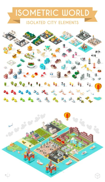 Construisez Votre Propre Ville Ensemble Éléments Vectoriels Ville Minimaux Isolés — Image vectorielle