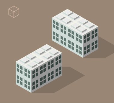 Beyaz Arkaplanda Isometric Yüksek Kalite Şehir Elementi. İnşa ediliyor