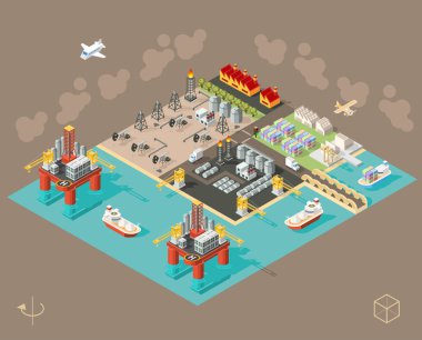 Kahverengi Arkaplanda Isometric Yüksek Kalite Şehir Elementi seti. Şehir