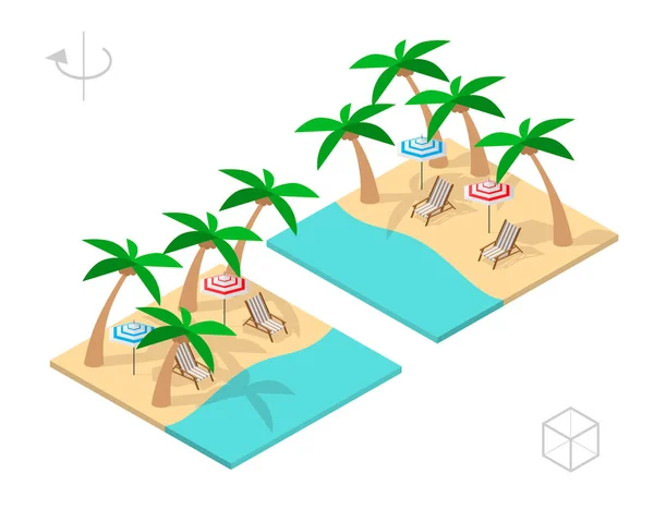 Élément Ville Isométrique Haute Qualité Sur Fond Blanc Tropical Beach — Image vectorielle