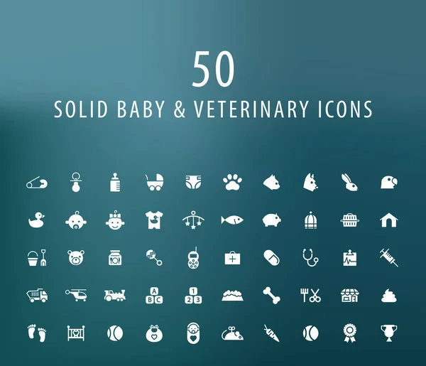 50のユニバーサル赤ちゃんと獣医師のアイコンのセット 隔離された要素 — ストックベクタ
