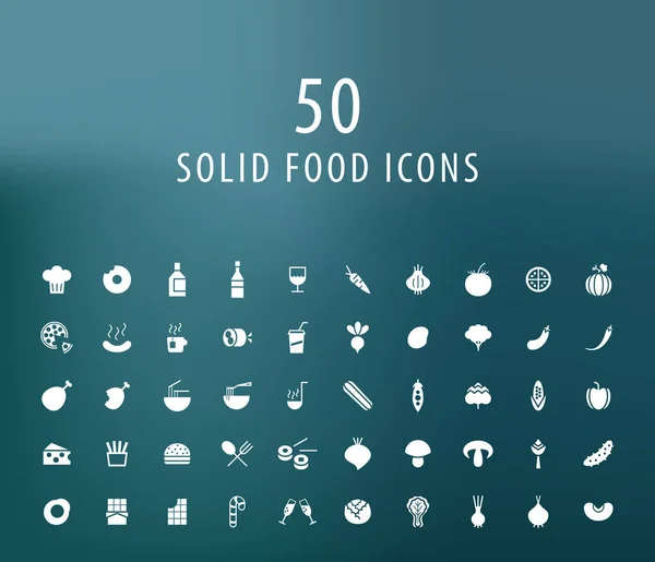 Set Universal Solid Food Icons Unsur Terisolasi - Stok Vektor