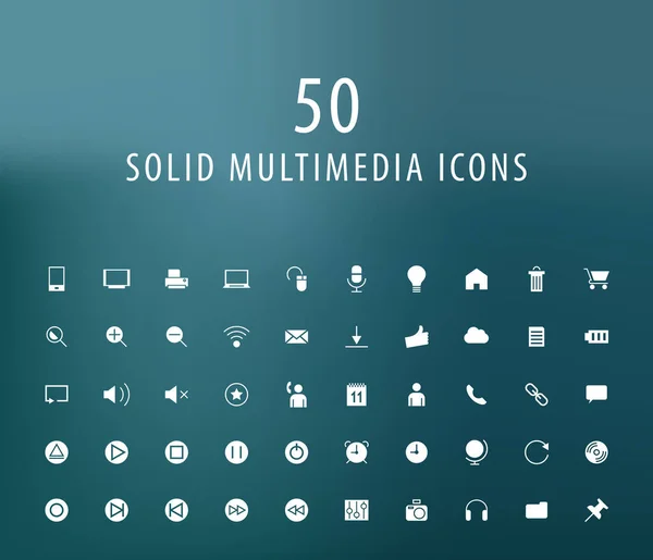 Set Universal Multimedia Icons Unsur Terisolasi - Stok Vektor