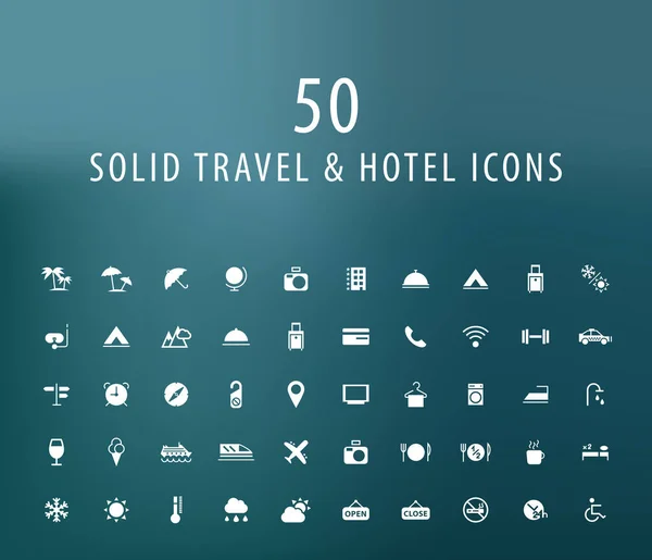 Universal Travel Hotel Icons Seti Zole Elementler — Stok Vektör