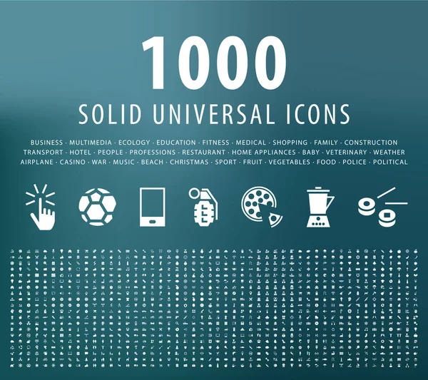 Set 1000 Iconos Sólidos Universales Elementos Vectoriales Aislados — Archivo Imágenes Vectoriales