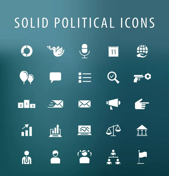 Set Icone Politiche Solide Universali Elementi Isolati — Vettoriale Stock