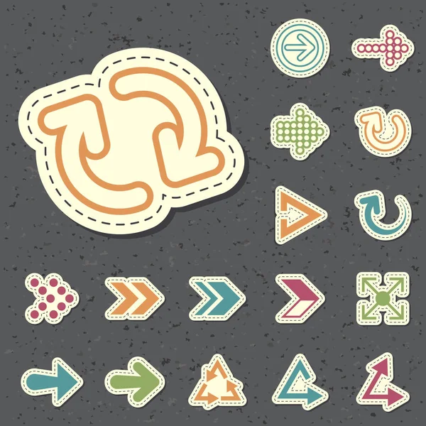 Set Universal Standard New Color Arrows Icons Paper Cut Style — 스톡 벡터