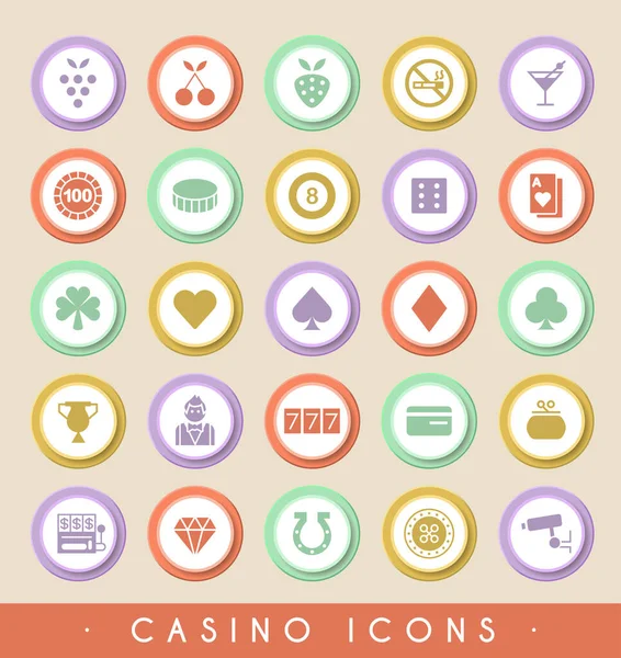 Conjunto Iconos Del Casino Botones Colores Circulares Elementos Aislados Vectoriales — Archivo Imágenes Vectoriales