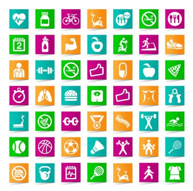 45 fitness Simgesi Beyaz Arkaplanda Modern Düğmeler