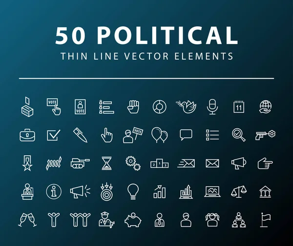 Набір Мінімальних Політичних Піктограм Тонкої Лінії Темному Тлі Ізольовані Векторні — стоковий вектор