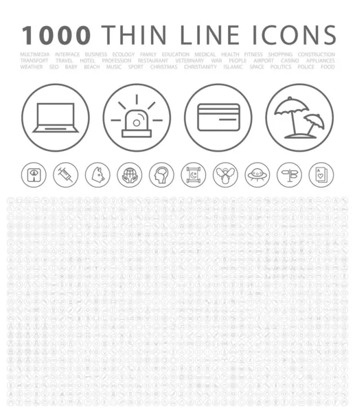 Set Von 1000 Isolated Minimal Modern Simple Elegant Black Icons — Stockvektor