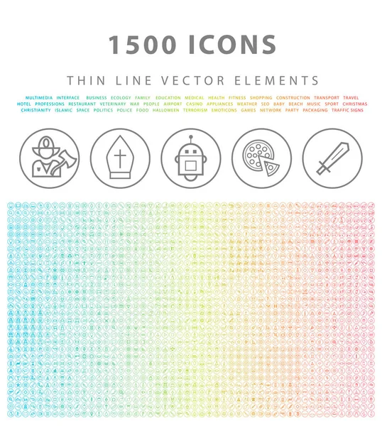 Conjunto 1500 Ícones Cores Universais Alta Qualidade Botões Circulares Fundo —  Vetores de Stock